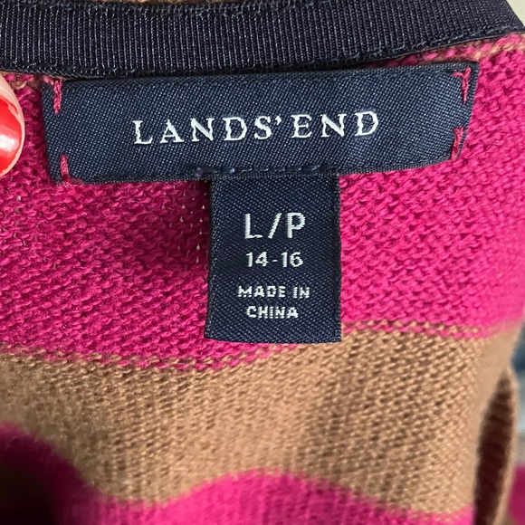Lands’ End Striped Tunic Length Cardigan, Large - Picture 4 of 5